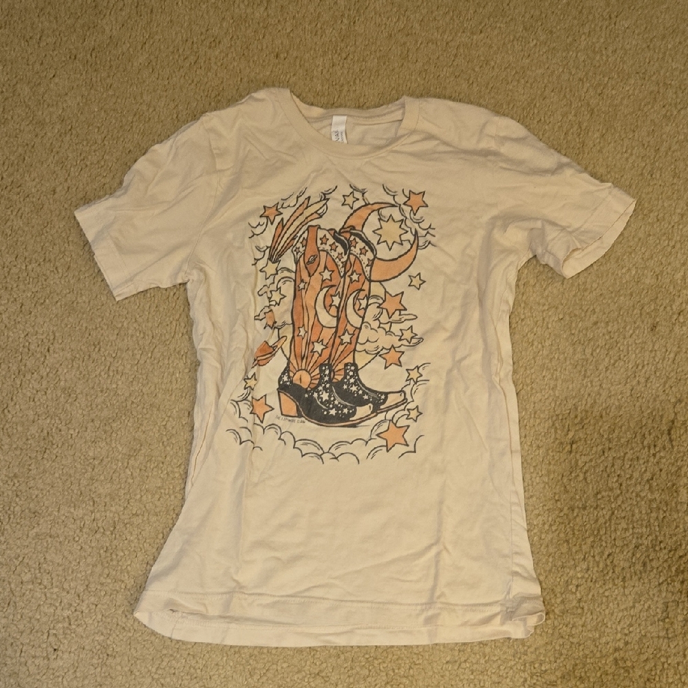 Bella Canvas Cream Tee with Orange and Black Graphic